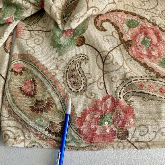 ALFRED DUNNER Pullover Sweater Petite Lg Pastel Fairycore Y2K Paisley Sparkle - Picture 4 of 10